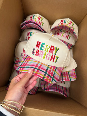 Merry & Bright - Confetti Plaid Trucker Hat by KenzKustomz, view 4