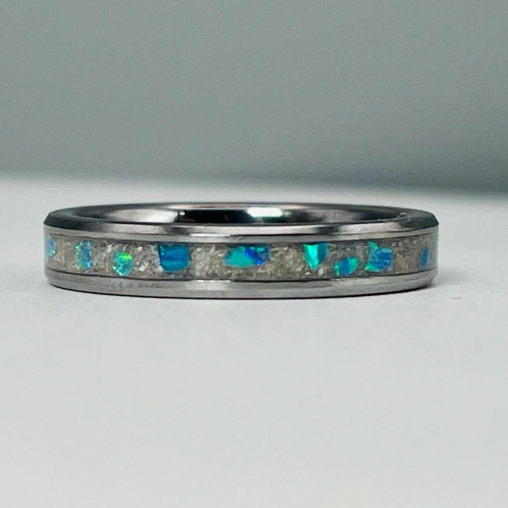 The Taz Opal and Ash Memorial Ring by Cotton Street Art Company, handmade jewelry detail photo 2