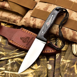 Handmade Fixed Blade Stainless Steel Skinning Hunting Knife 8" Mirror Polished Carbon Steel Drop Point detail view by JW