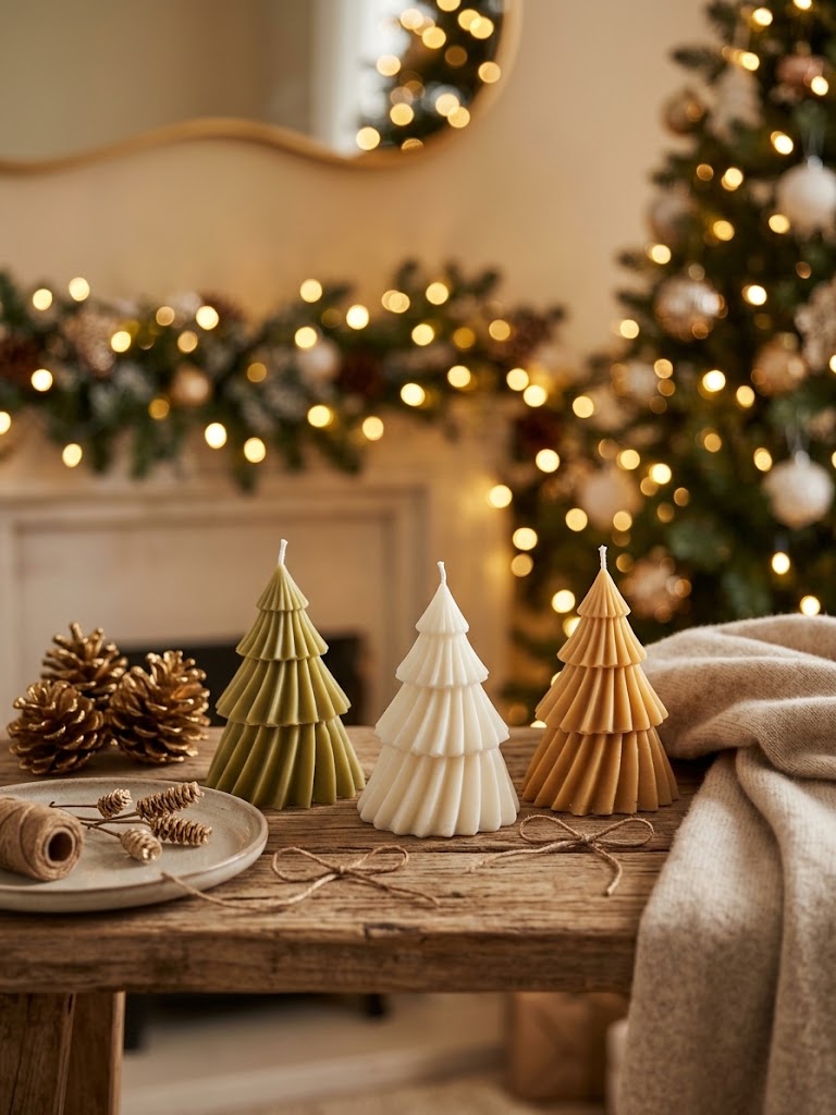 Sweeping Christmas tree candle by Believe Candle – product view 3