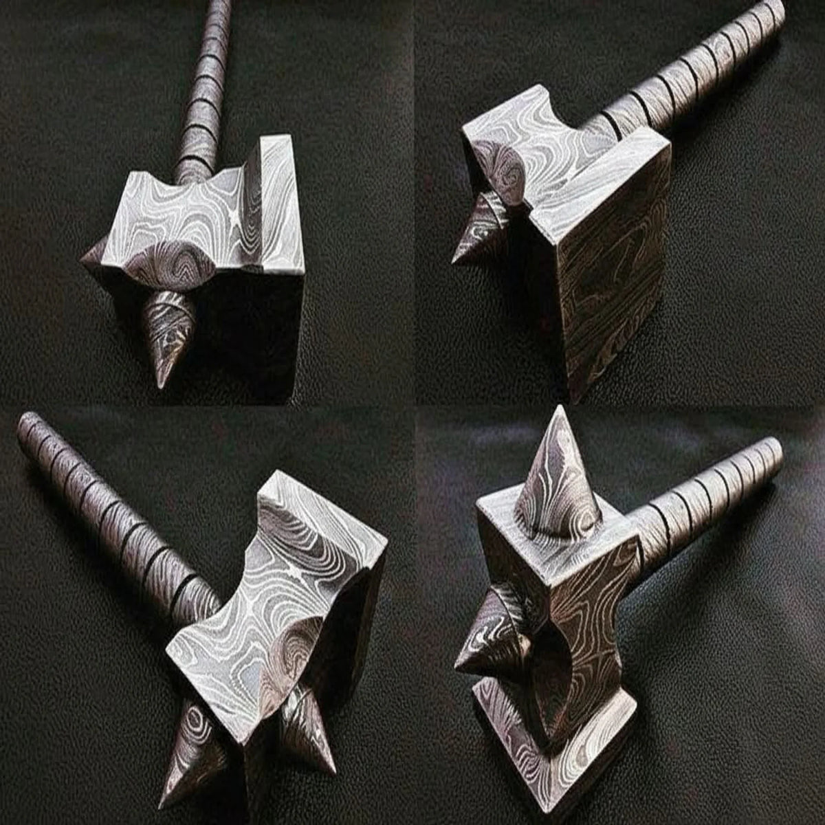Medieval Battle Viking Hammer 8" Handmade Full Damascus Steel Collectible by JW SteelCrafts
