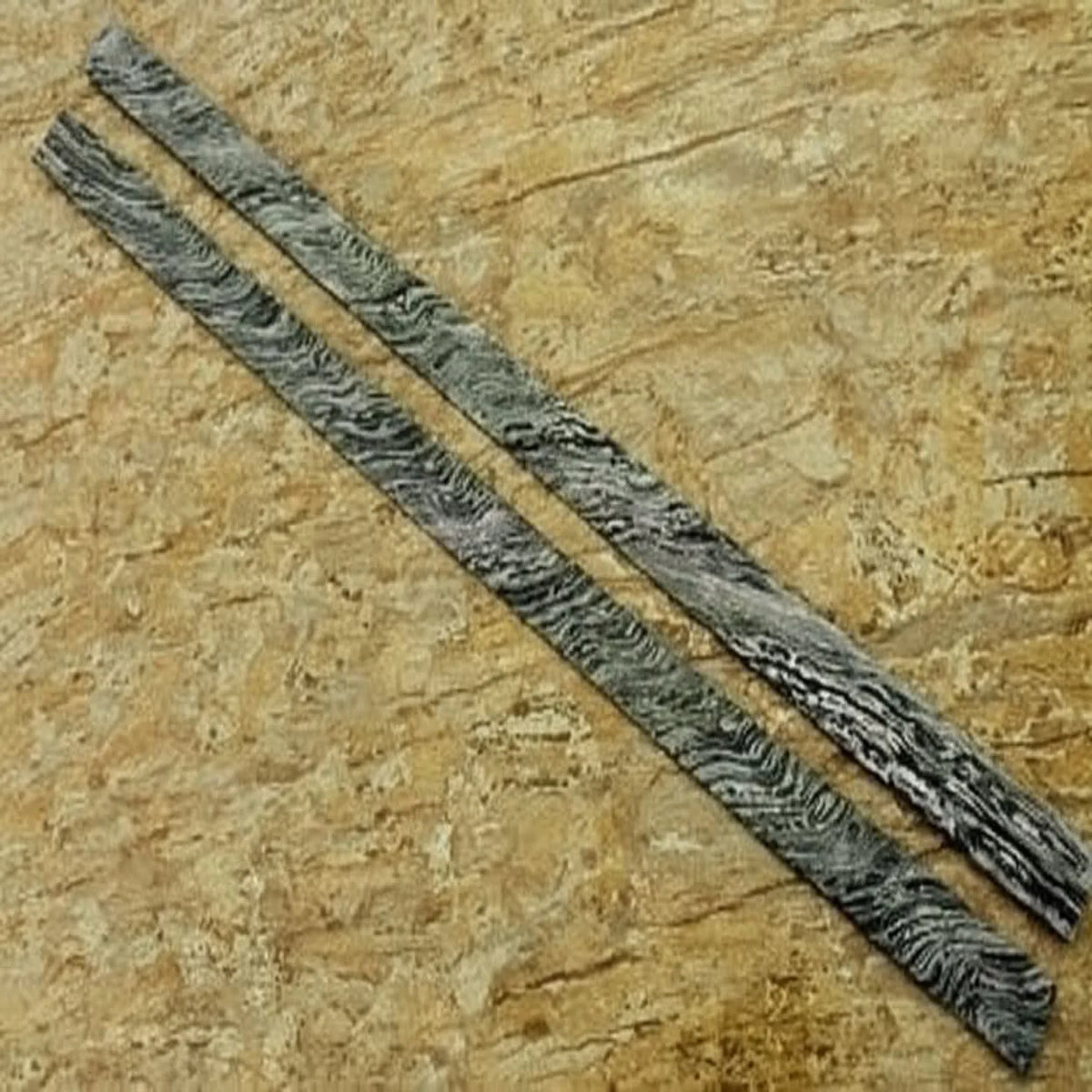 Ridgeline Damascus Steel Bar 20" Pair 1.5" Wide Pattern Welded Stock for Knife Blades and Tool Making by JW SteelCrafts