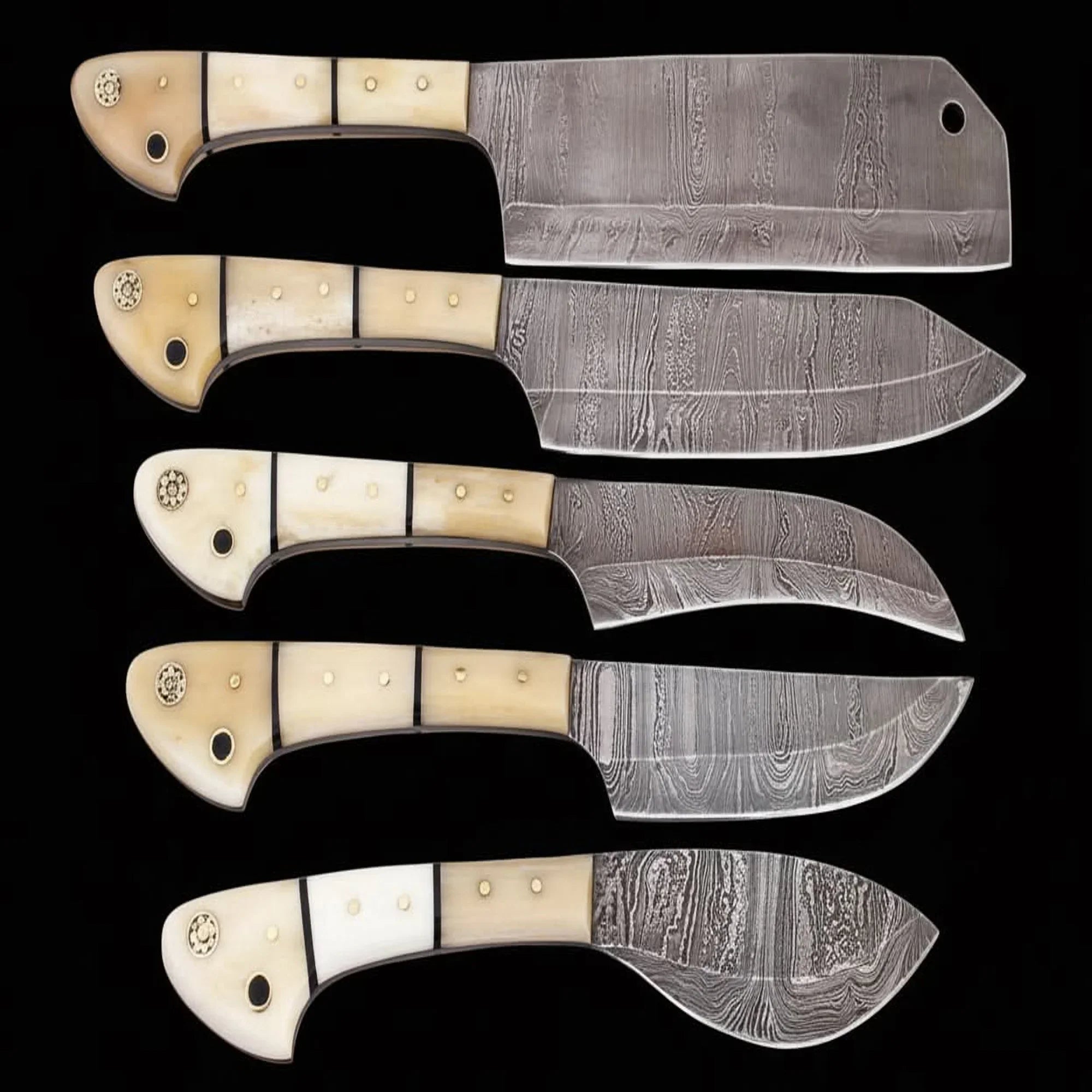 EST Custom Handmade Damascus Steel Beautiful 5Pcs. Kitch DK-0011 by JW SteelCrafts