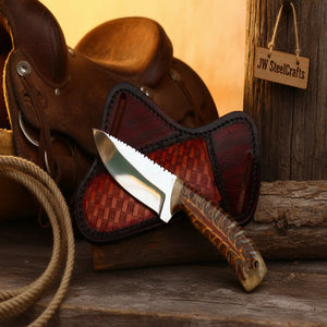 Ridgeline Stag Skinner Knife 8" Handmade by JW SteelCrafts