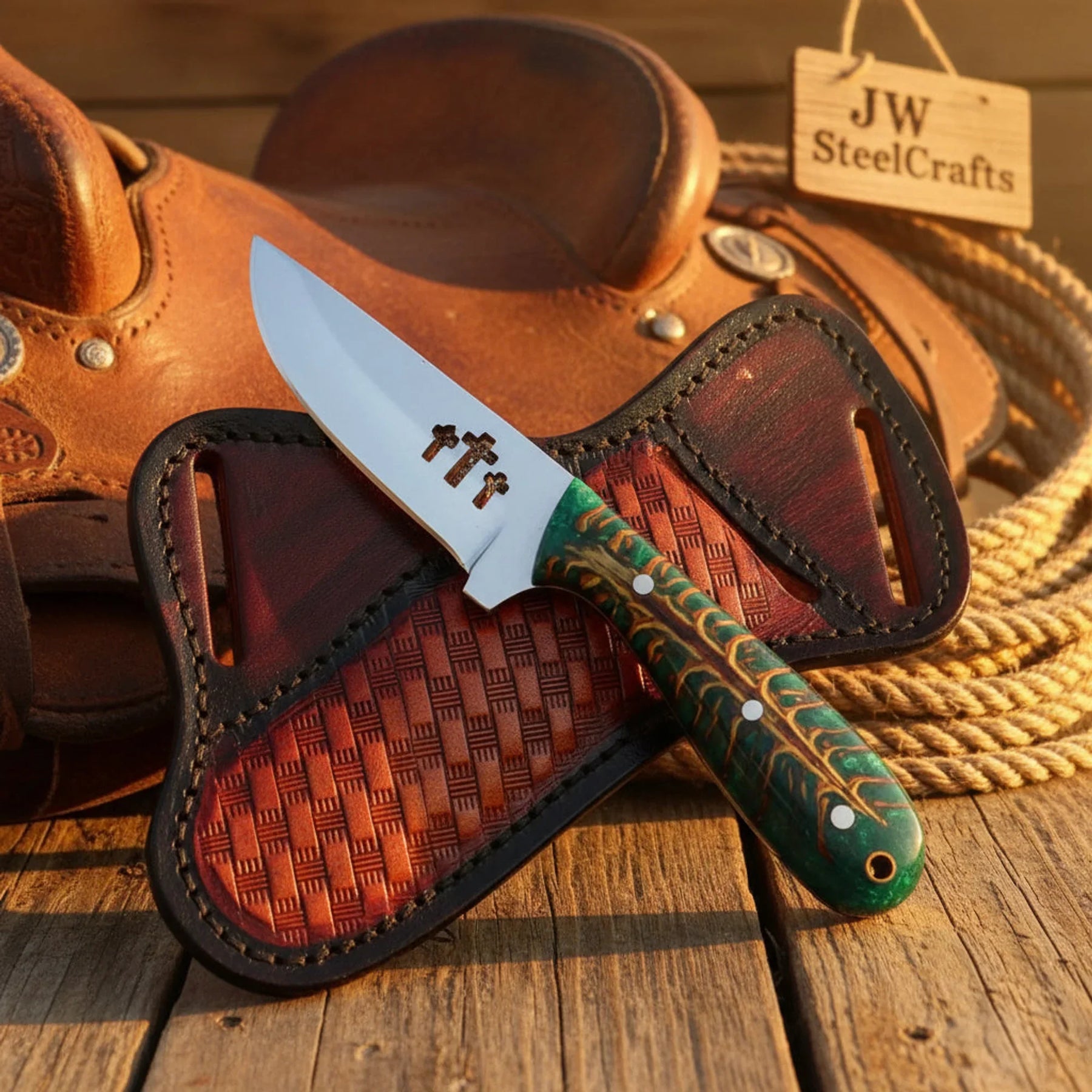 Emerald Ridge Skinner Knife by JW SteelCrafts
