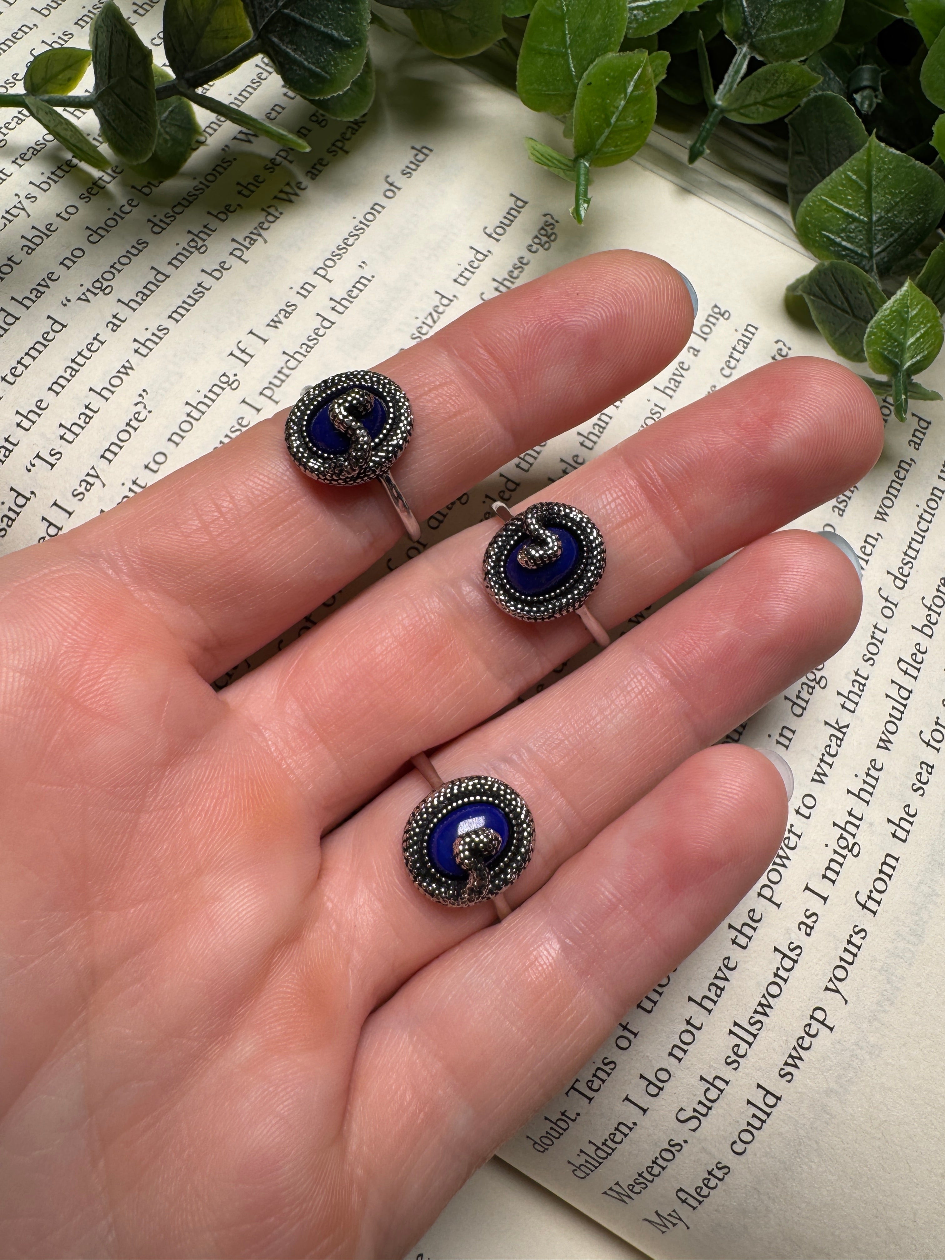 Lapis Snake Adjustable Ring