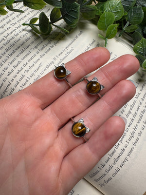 Tigers Eye Cat Adjustable Ring