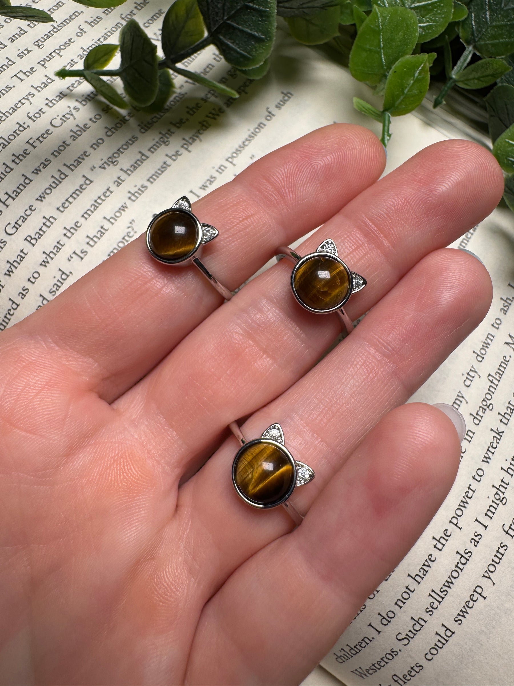 Tigers Eye Cat Adjustable Ring