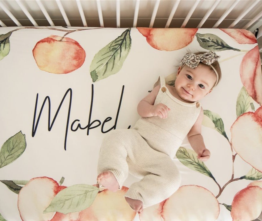 Georgia Peach Personalized Crib Sheet by AGreatBaby — view 1 of 11