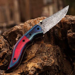 Damascus Steel Folding Knife, Handmade Damascus Pocket Knife, Groomsman Gift, Anniversary Wedding Gift, Birthday Gift, Personalized Gift USA