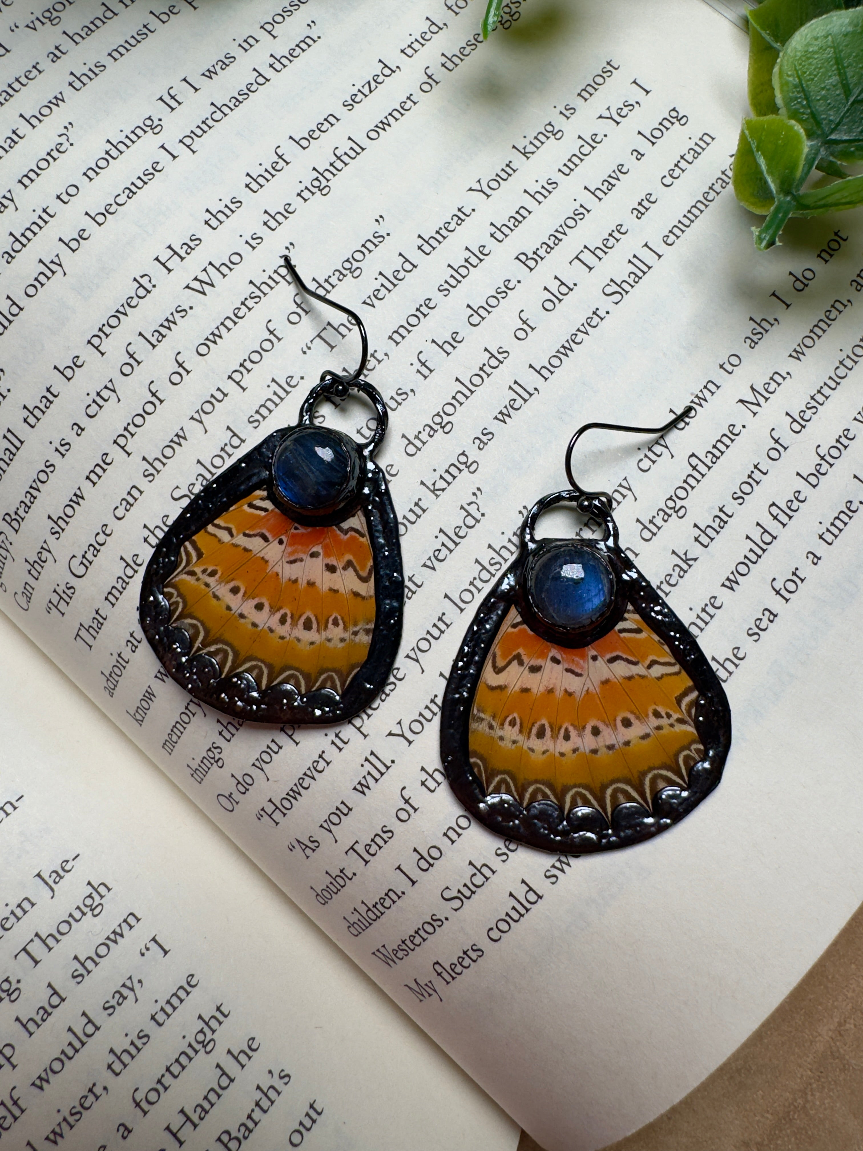 Butterfly Wing and Labradorite Earrings