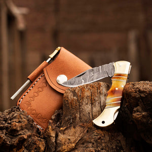 Damascus Pocket knife for Men, Groomsmen Damascus Folding Knife, Every Day Carry Knife , Damascus Knives, Gift For Him, Gift for Men USA