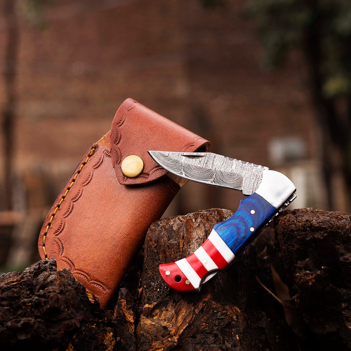 Damascus steel Folding Pocket Knife by Teton Twist Knives – view 1