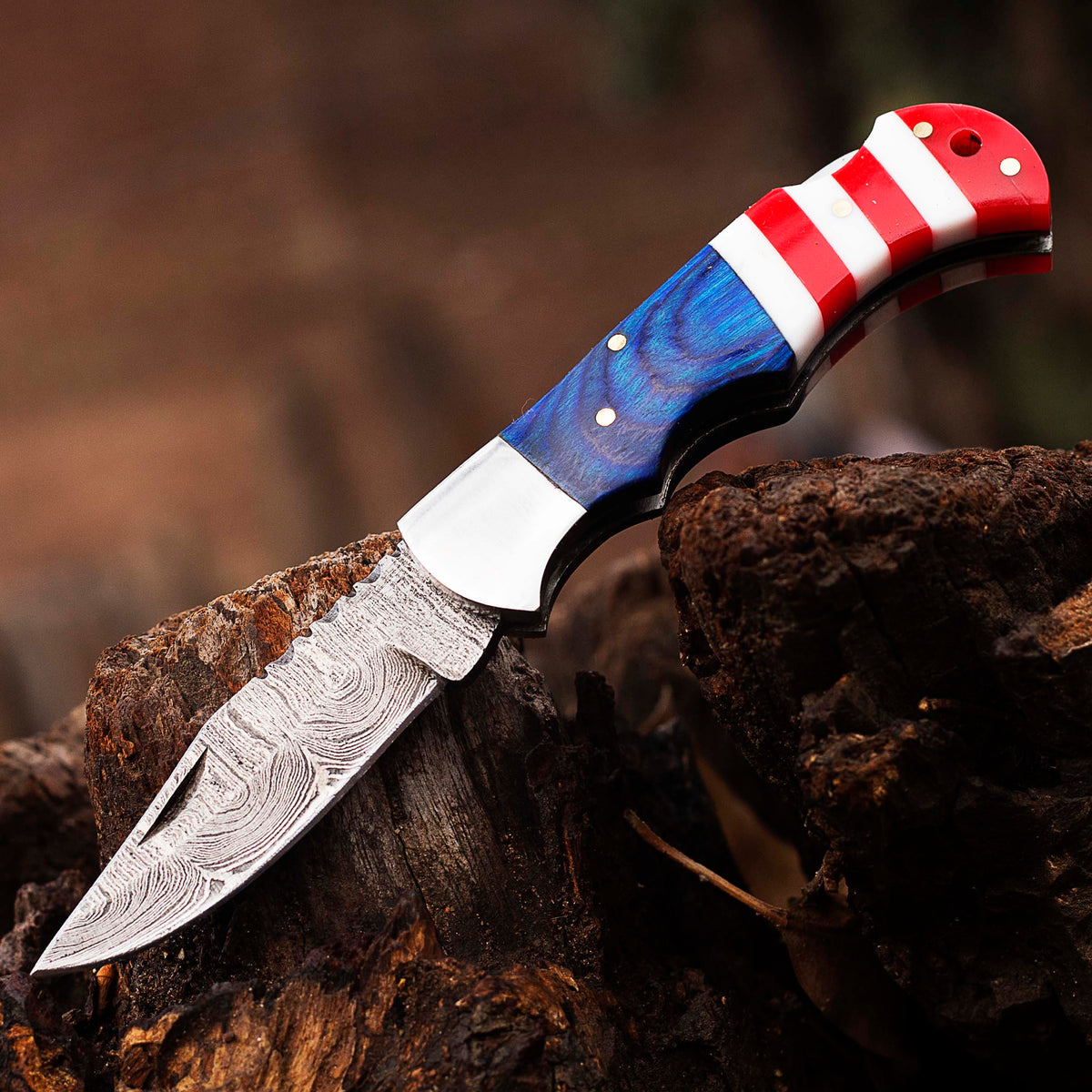 Damascus steel Folding Pocket Knife by Teton Twist Knives – view 2