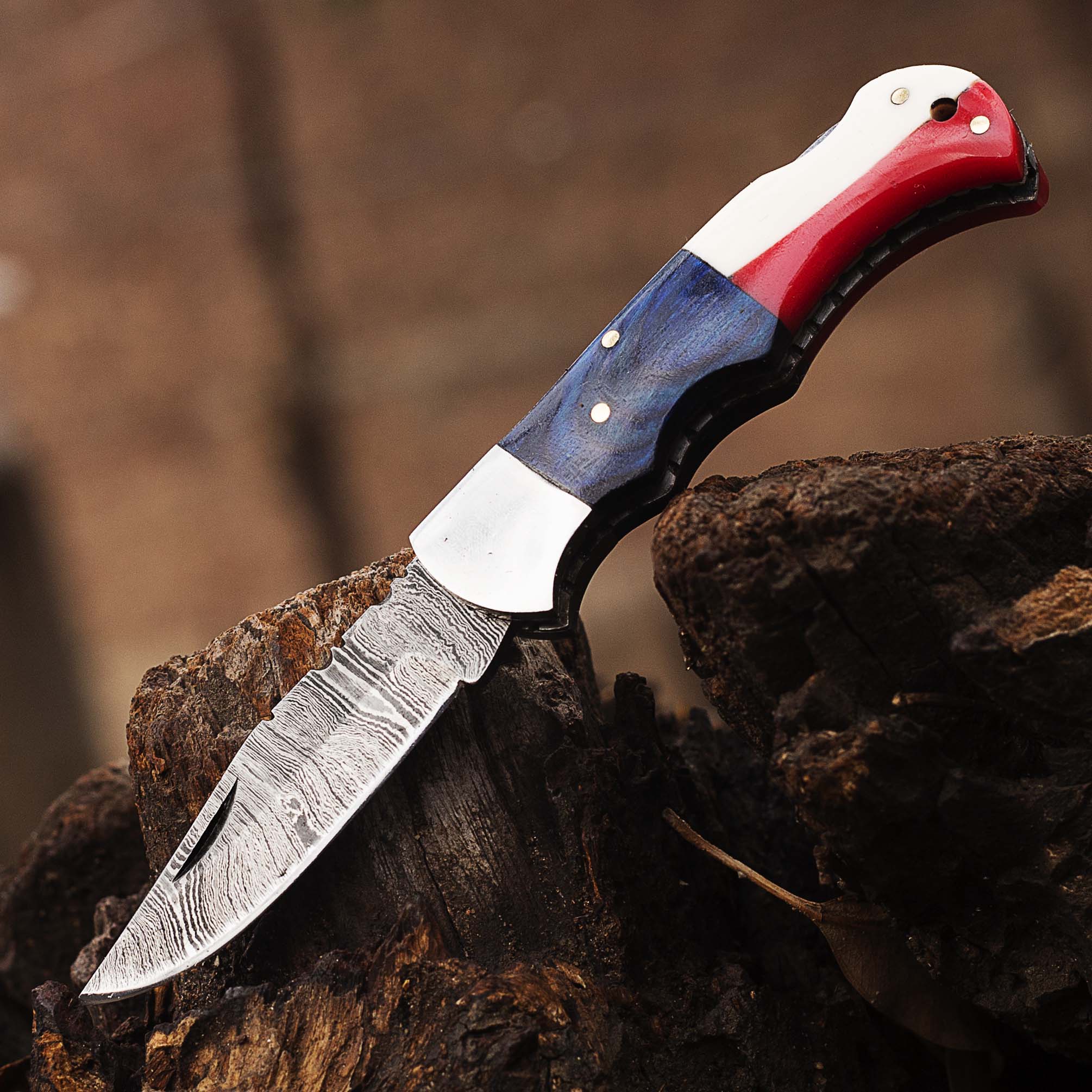 Damascus steel Folding Pocket Knife by Teton Twist Knives – view 2