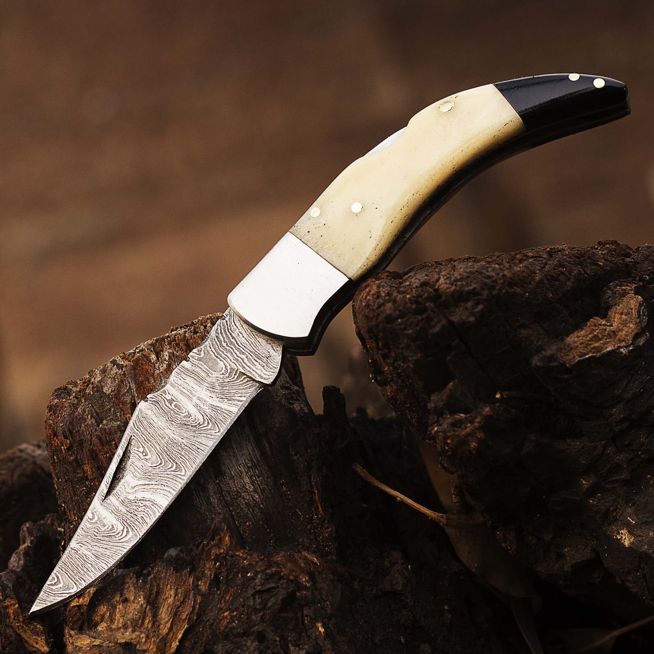 Damascus steel Folding Pocket Knife by Teton Twist Knives – view 2