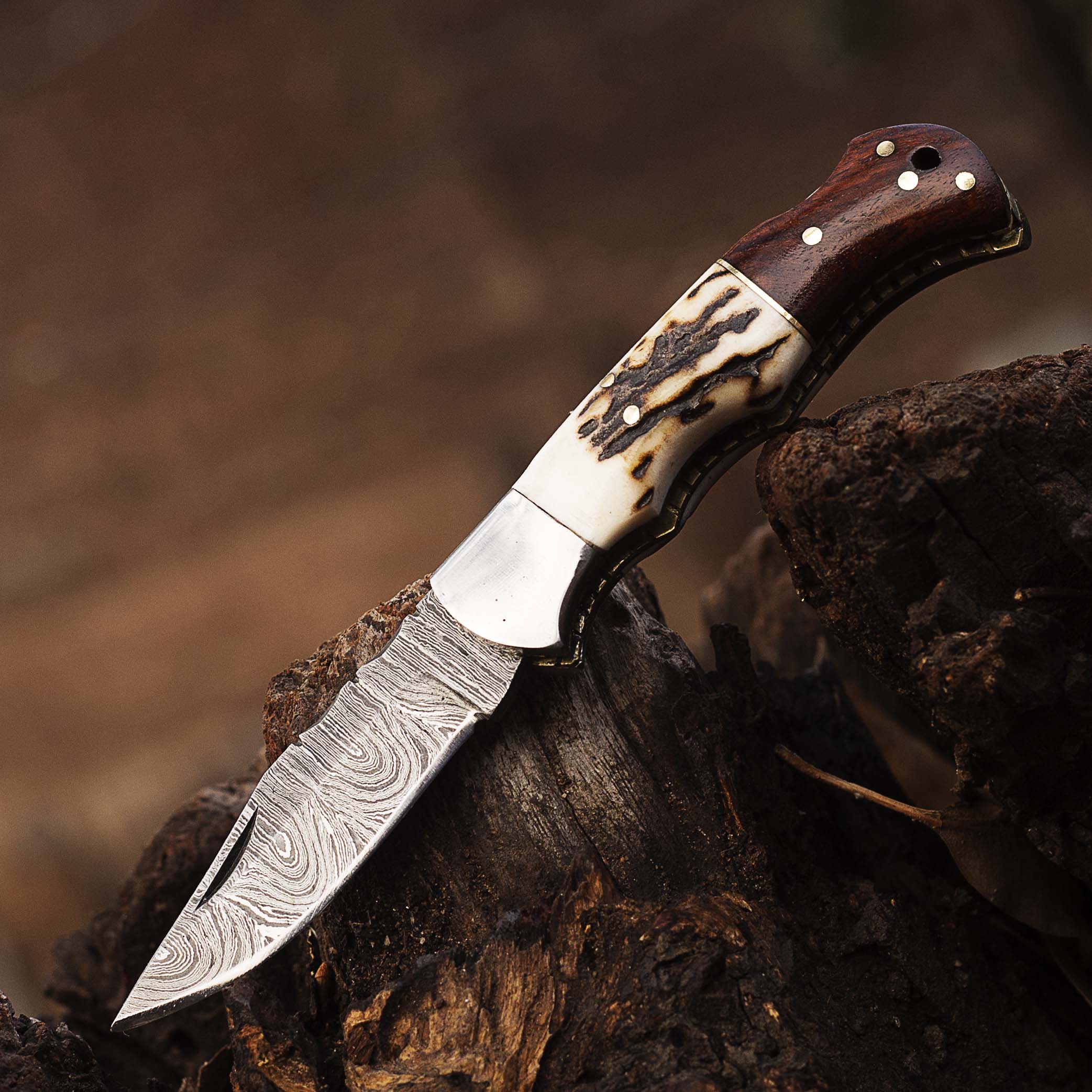 Damascus steel Folding Pocket Knife by Teton Twist Knives – view 2