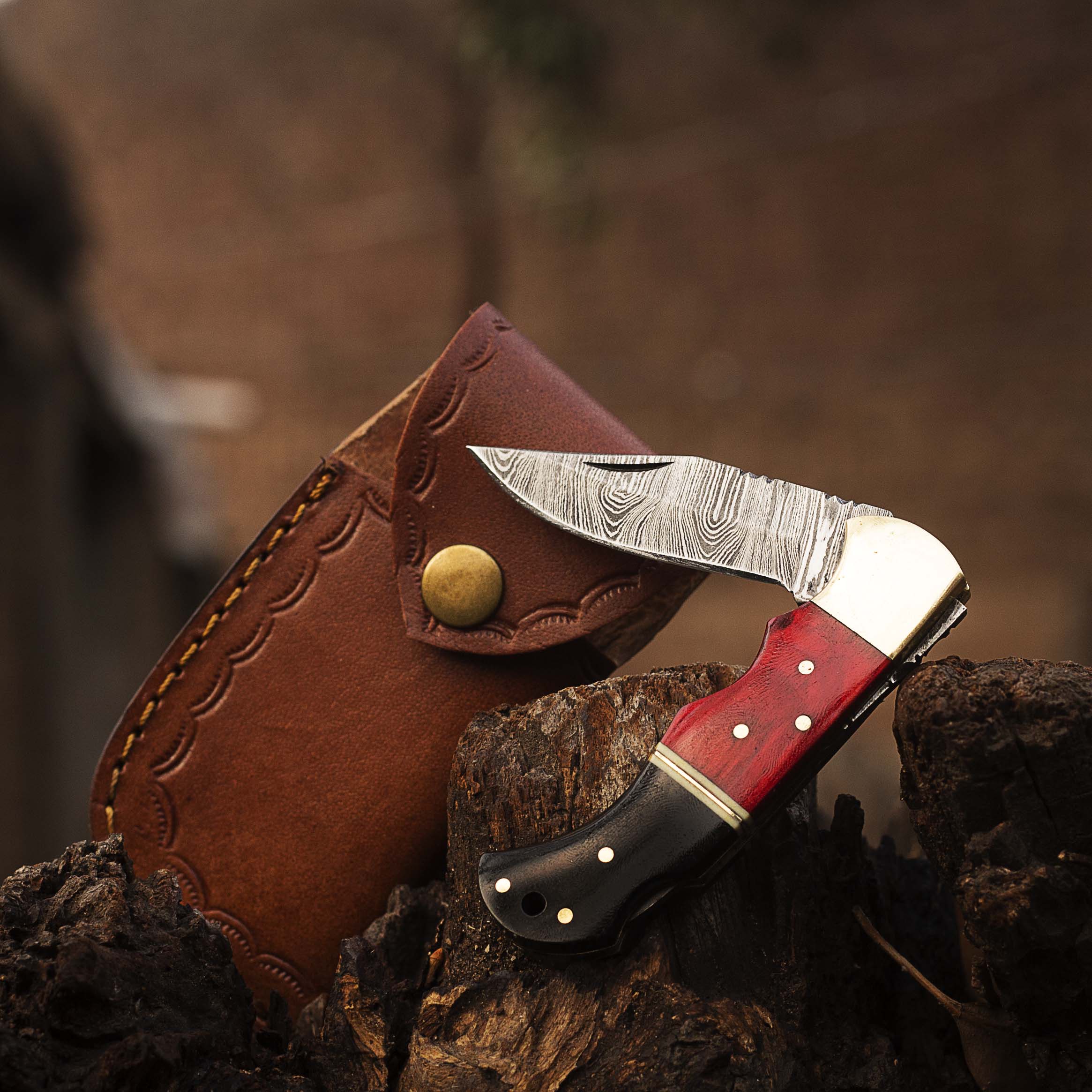 Damascus steel Folding Pocket Knife by Teton Twist Knives – view 1