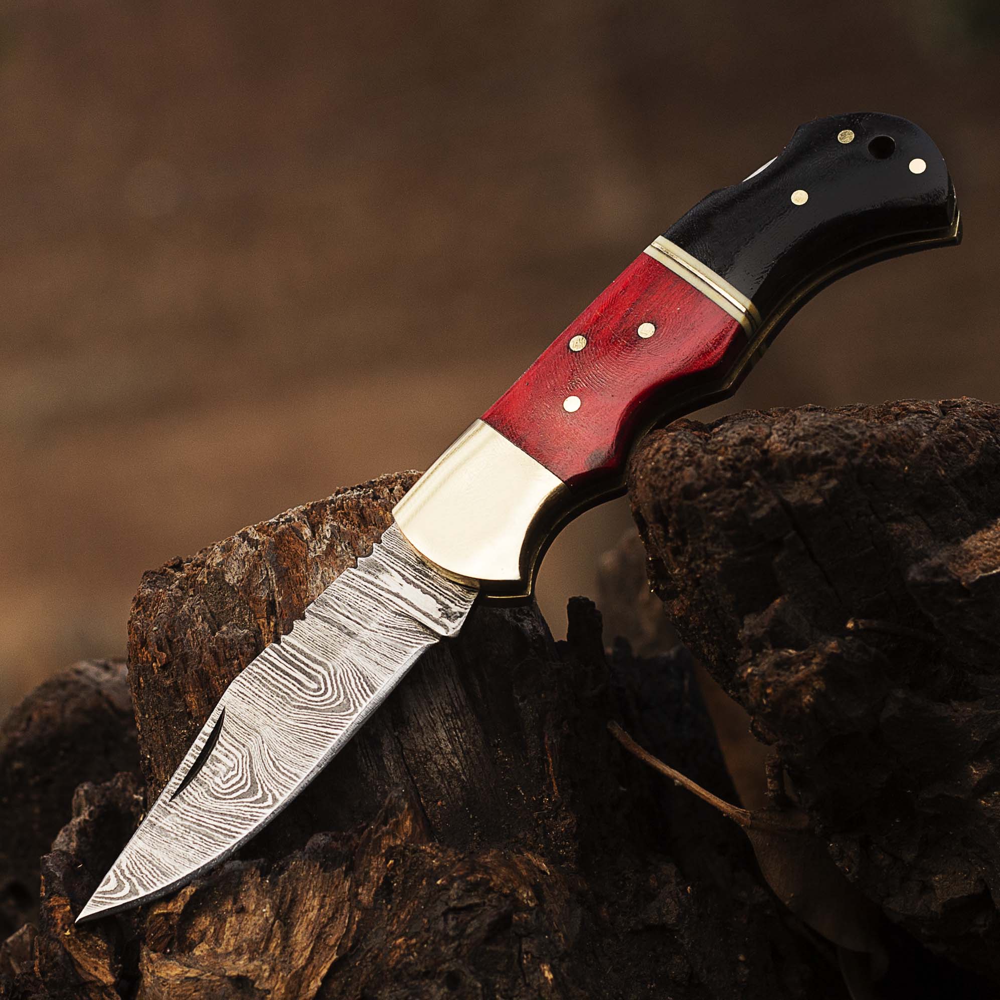 Damascus steel Folding Pocket Knife by Teton Twist Knives – view 2