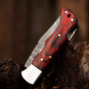 Personalized Damascus Pocket Folding Knife 6.5", Camping Hiking Damascus Pocket Knife, Groomsmen Gift, Husband Gift, Gift for Him, USA