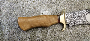 D2 Steel Bowie Knife | 17" | Mirror High Polish | Olive Wood & Brass Guard | Leather Sheath