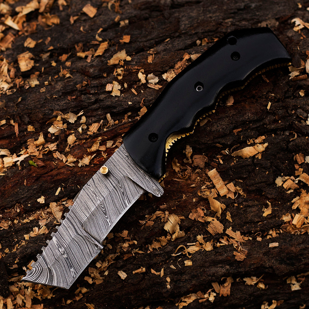 Damascus steel Folding Pocket Knife with Micarta Handle by Teton Twist Knives – view 2