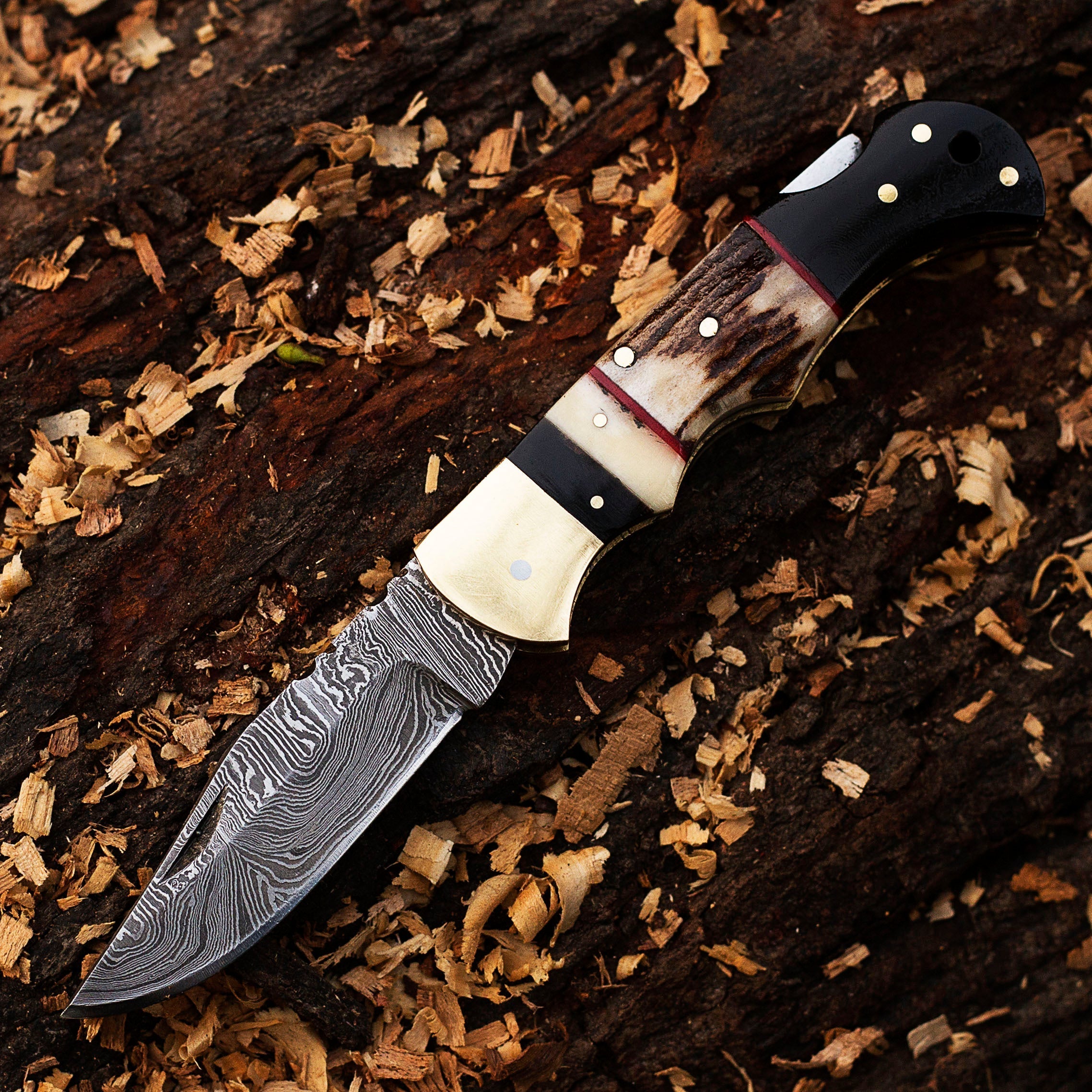 Damascus steel Folding Pocket Knife by Teton Twist Knives – view 2