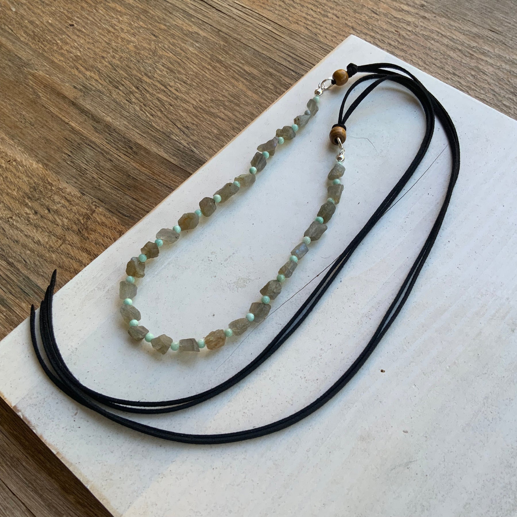 Crystal Hatband, Raw Labradorite and Amazonite Hat Band