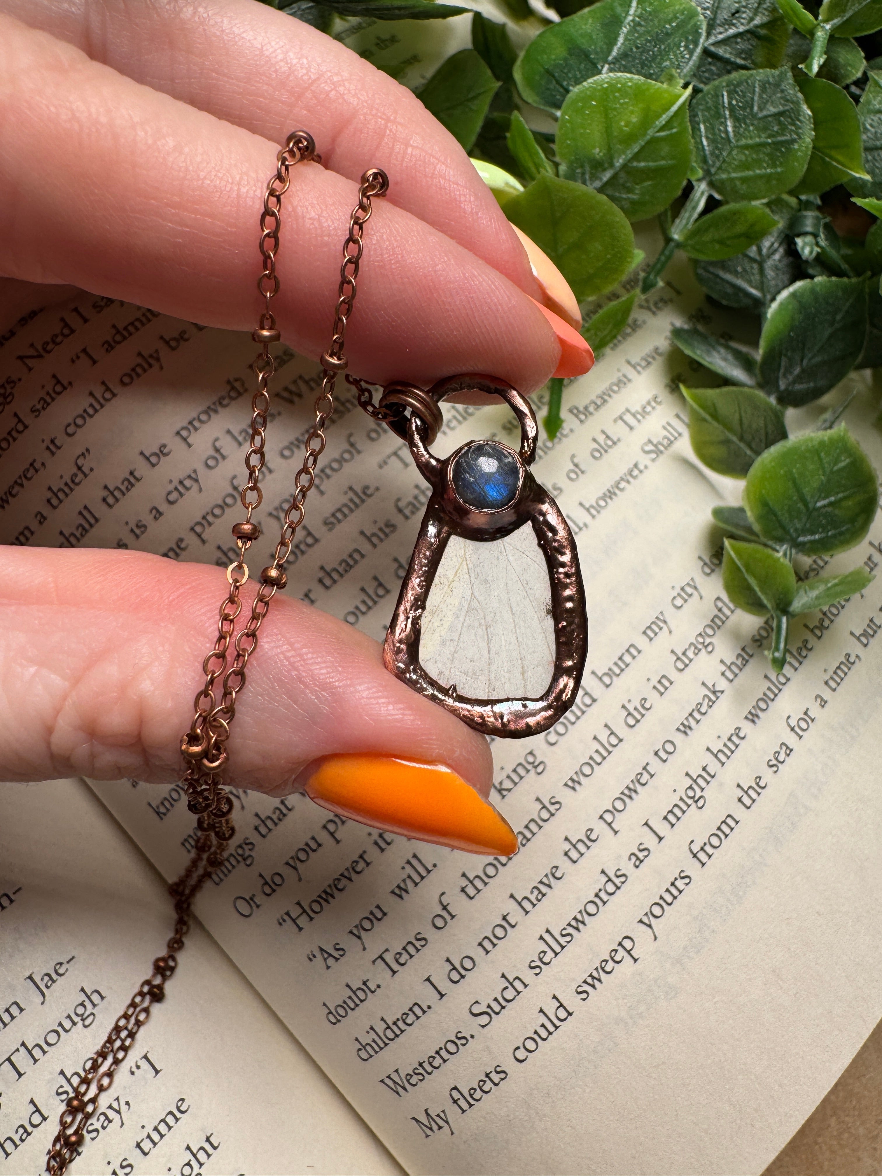 Butterfly Wing and Labradorite Necklace