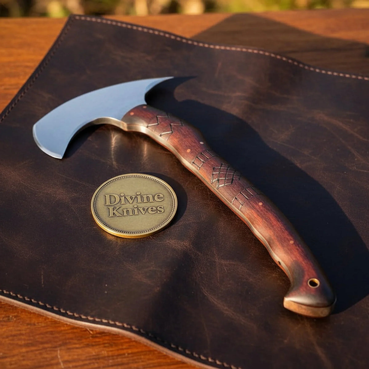 Moonspike Tribal Bushcraft Tomahawk Hatchet with Spike Poll and Crescent Blade