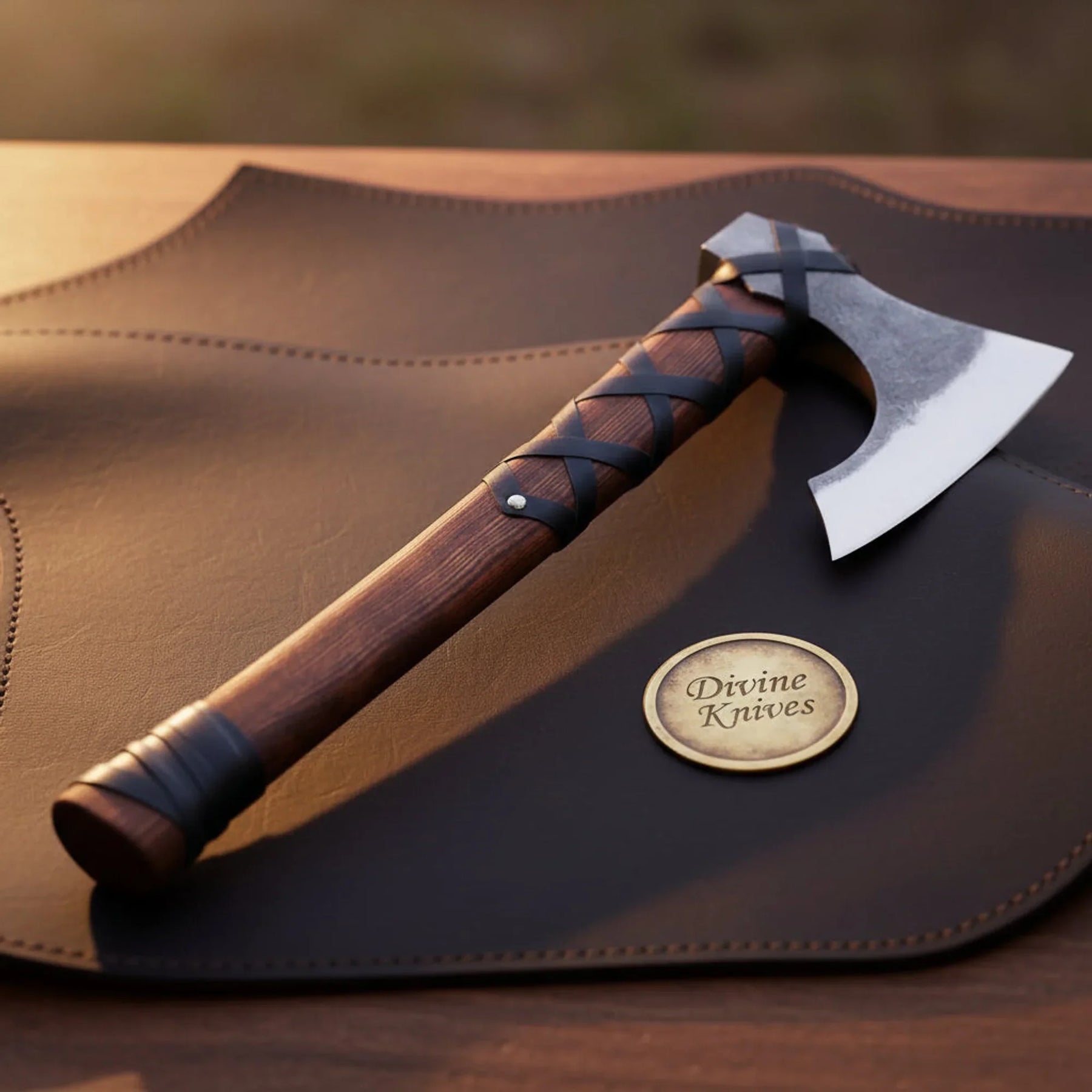 Duskedge Ragnar Lothbrok Norse Pattern Hatchet with Two-Tone Head