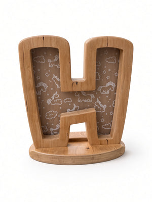 Personalized Wooden Letter Night Light | Custom Initial Lamp for Kids