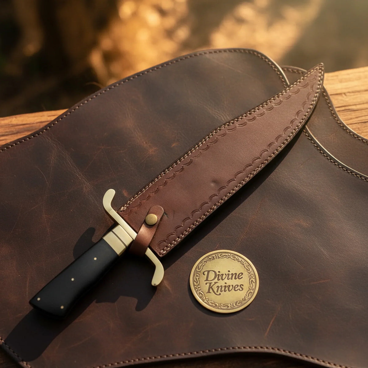 S-Guard Old West Bowie Knife with Curved Brass Guard