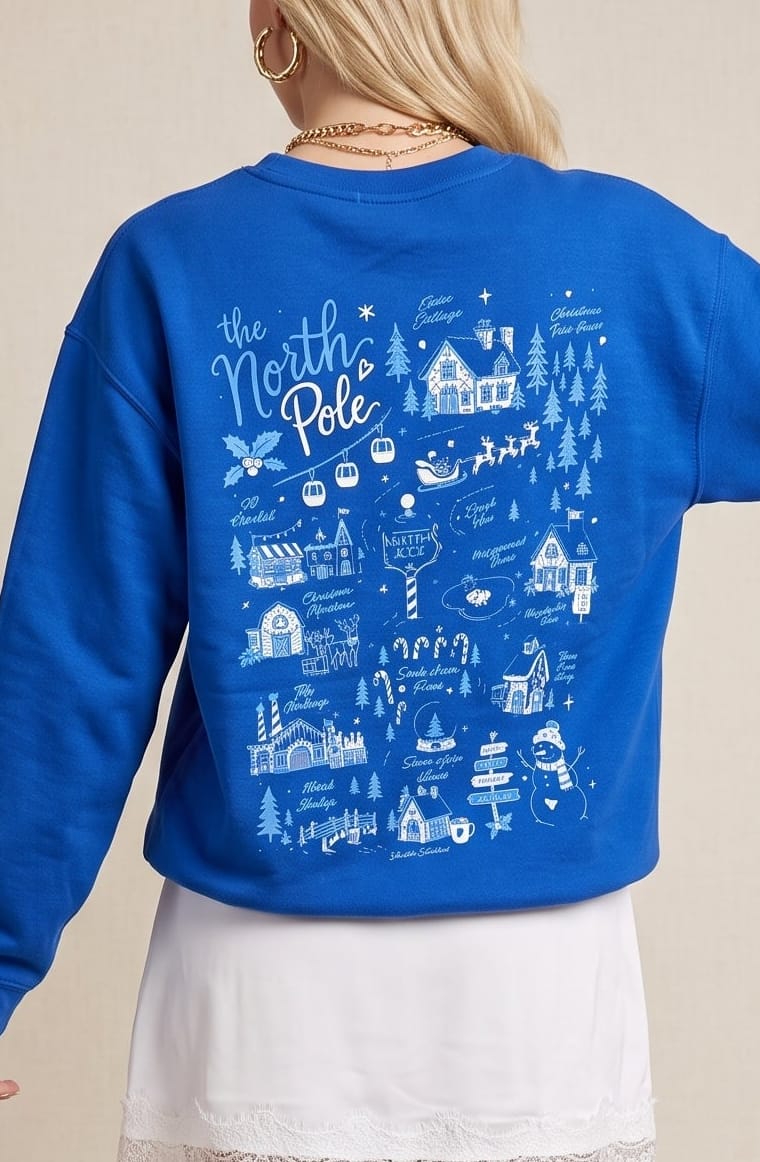 Take Me To The North Pole Royal Sweatshirt by Southern Bliss Company