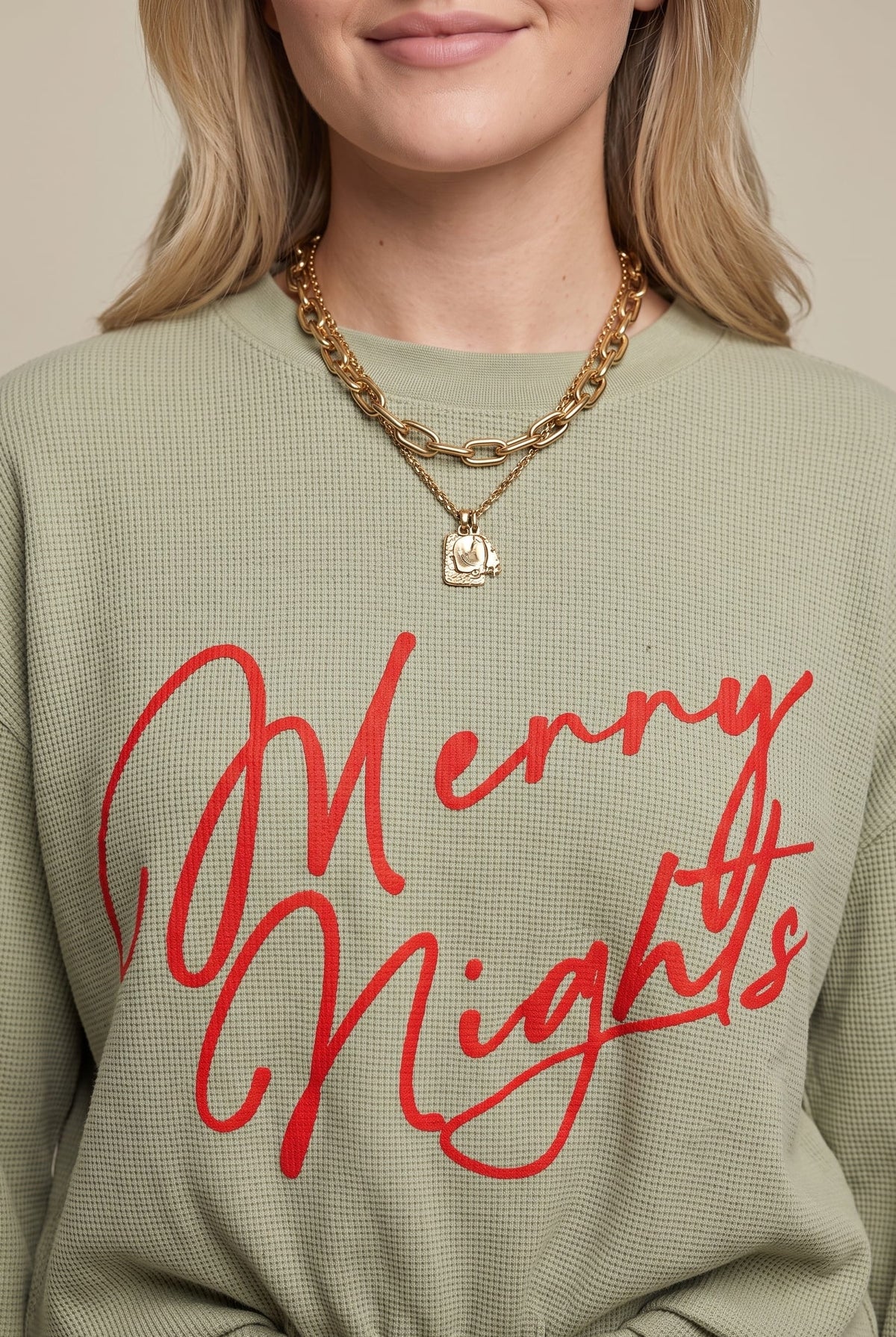 Merry Nights Waffle Sweater by Southern Bliss Company
