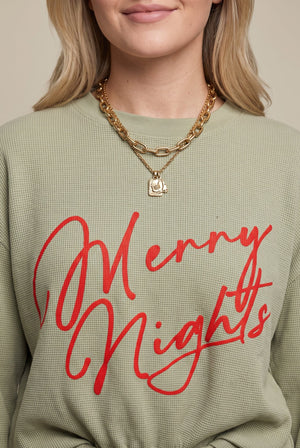 Merry Nights Waffle Sweater by Southern Bliss Company