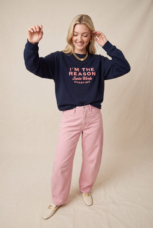 I'm the Reason Santa Works Overtime Sweatshirt by Southern Bliss Company – view 3
