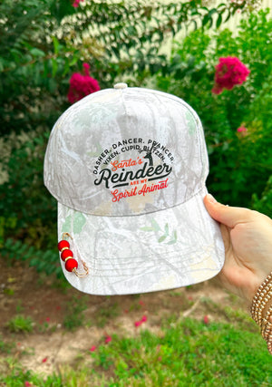 Santa's Reindeer Are My Spirit Animal Washed Camo Canvas Trucker