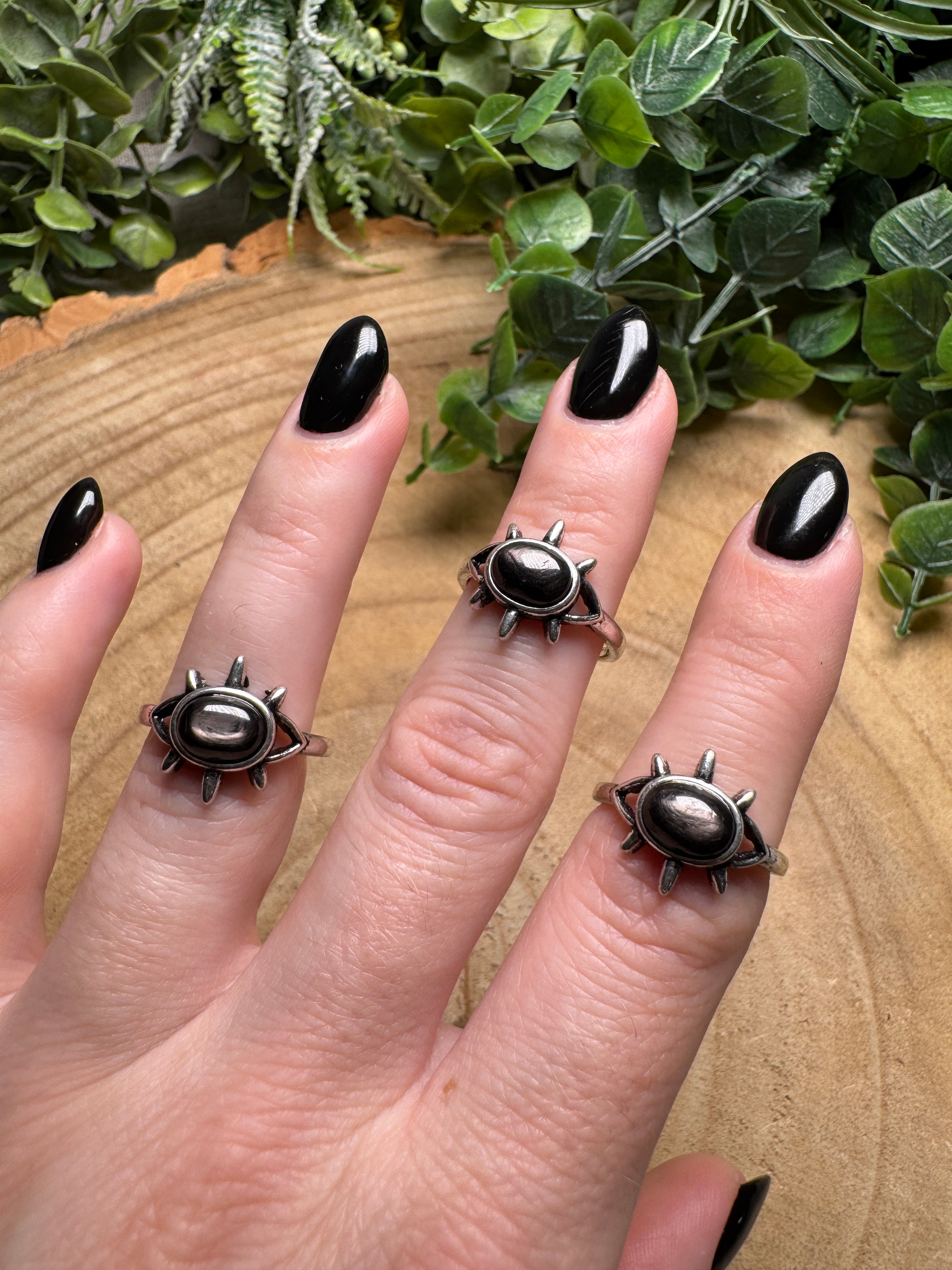 Hypersthene Evil Eye Ring Adjustable