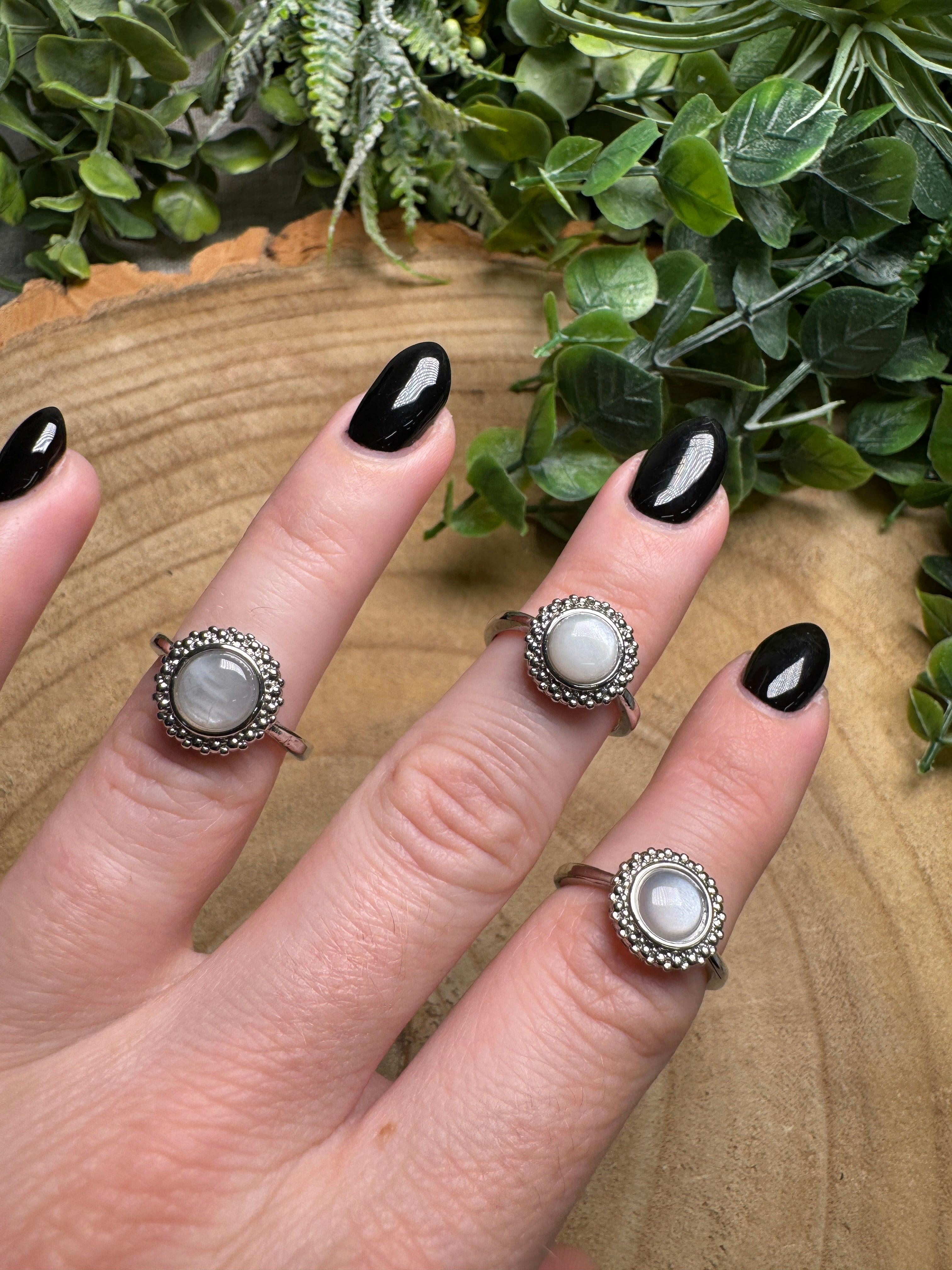 White Moonstone Ring Adjustable