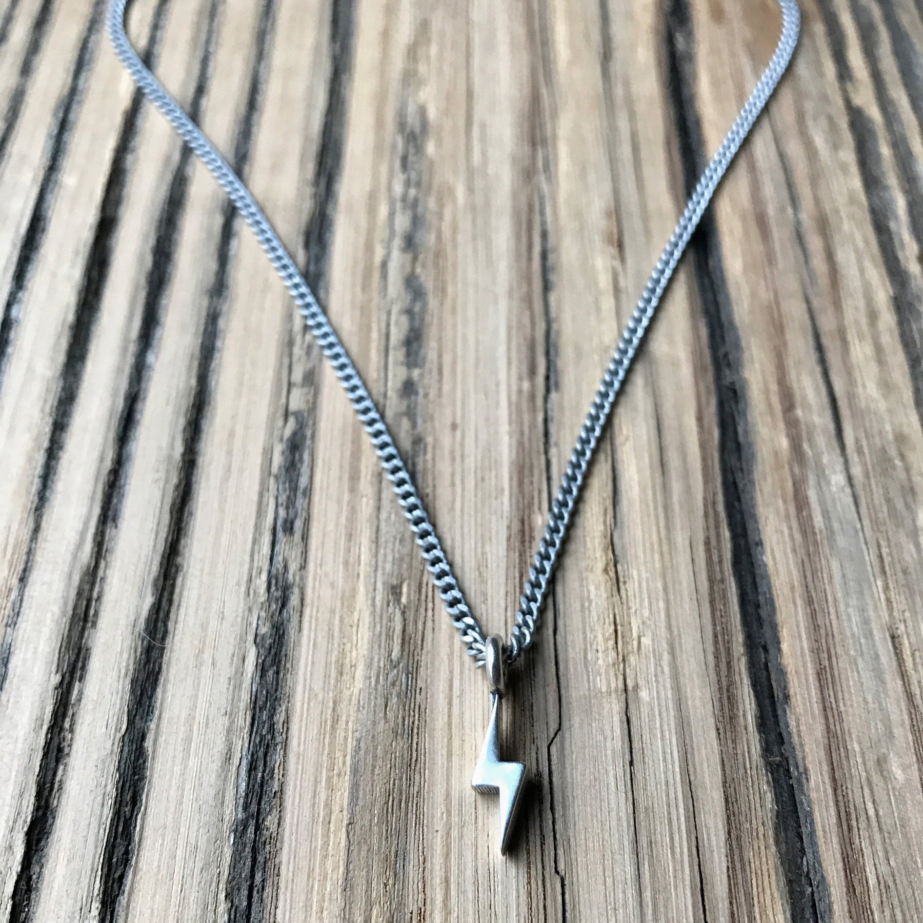 Mini Bolt Necklace - Sterling Silver Choker Charm by Forged By Fire — view 2 of 5