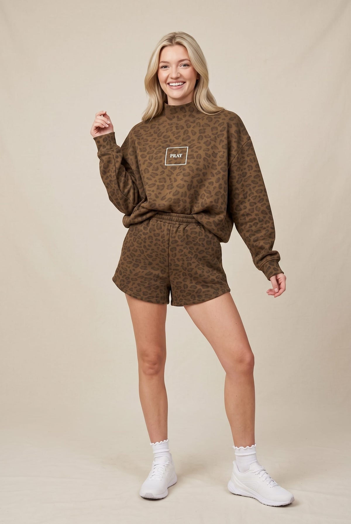 PREORDER ITEM (Estimated ship date 11/10) PRAY Brown Leopard Mock Neck Sweatshirt by Southern Bliss Company