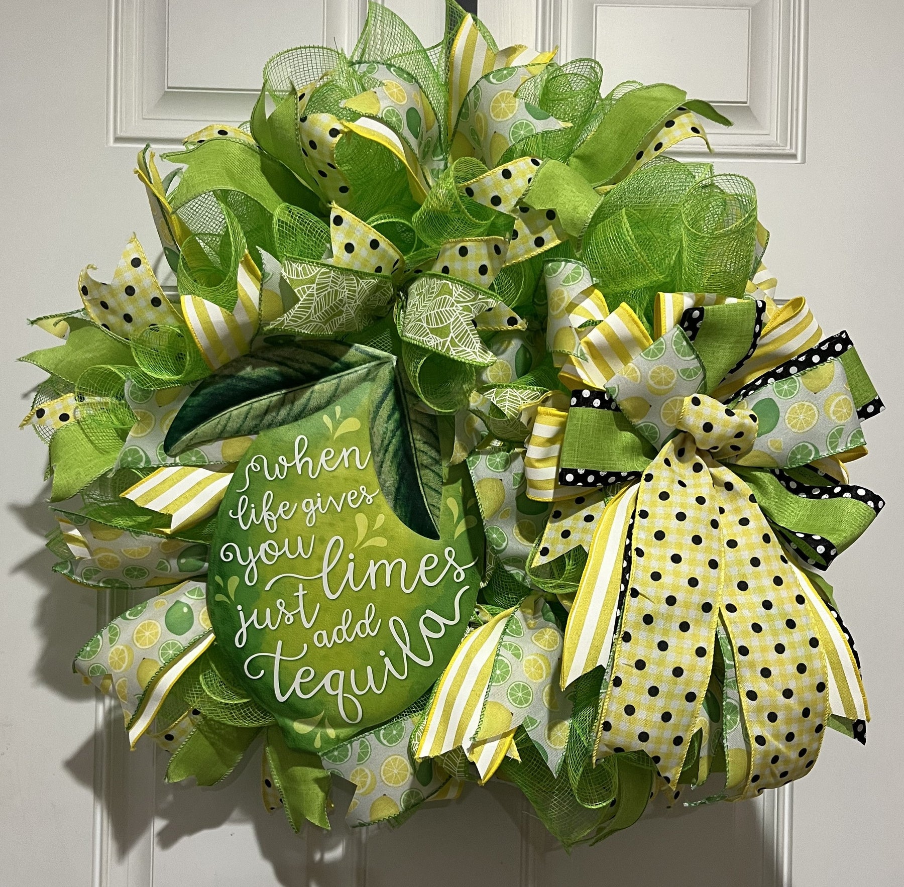 When Life Gives You Limes Just Add Tequila Wreath | Summer Margarita Door Wreath | Lime Front Door Decor | Fiesta Farmhouse