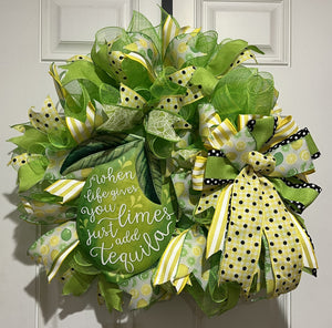 When Life Gives You Limes Just Add Tequila Wreath | Summer Margarita Door Wreath | Lime Front Door Decor | Fiesta Farmhouse
