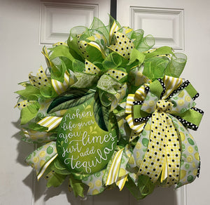When Life Gives You Limes Just Add Tequila Wreath | Summer Margarita Door Wreath | Lime Front Door Decor | Fiesta Farmhouse