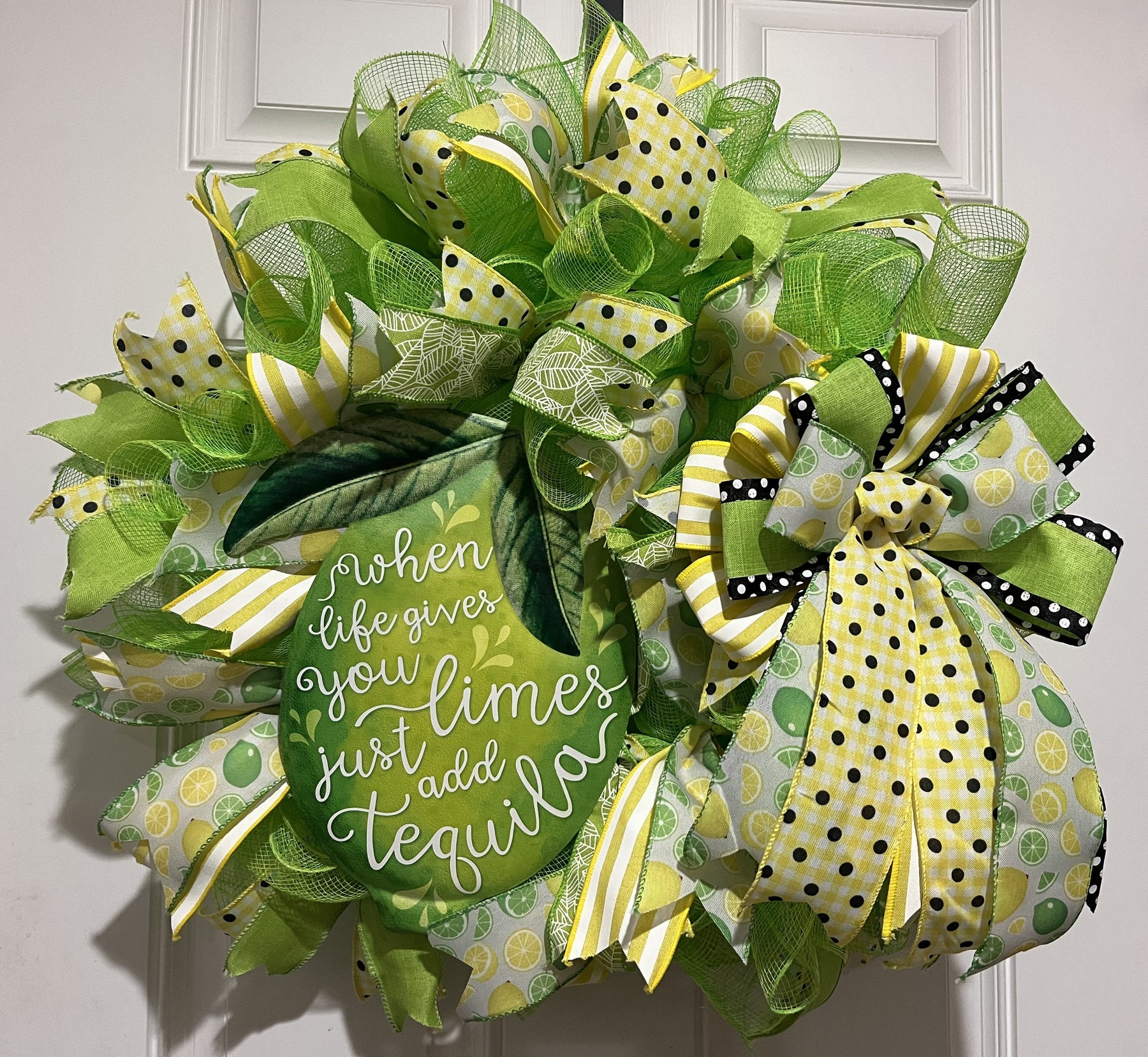 When Life Gives You Limes Just Add Tequila Wreath | Summer Margarita Door Wreath | Lime Front Door Decor | Fiesta Farmhouse