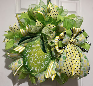 When Life Gives You Limes Just Add Tequila Wreath | Summer Margarita Door Wreath | Lime Front Door Decor | Fiesta Farmhouse