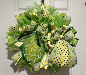 When Life Gives You Limes Just Add Tequila Wreath | Summer Margarita Door Wreath | Lime Front Door Decor | Fiesta Farmhouse