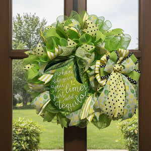 When Life Gives You Limes Just Add Tequila Wreath | Summer Margarita Door Wreath | Lime Front Door Decor | Fiesta Farmhouse