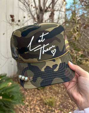 Let Them Full Camo Trucker by Southern Bliss Company, custom hat detail photo 4